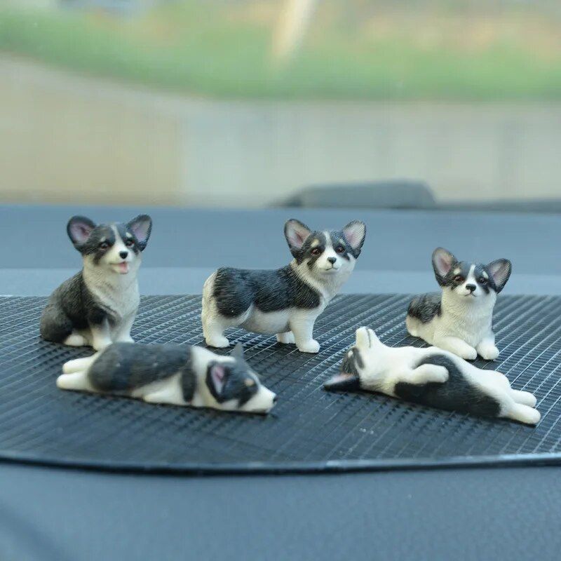 Cute Corgi Dashboard Ornament - Mini Resin Puppy Car Decor