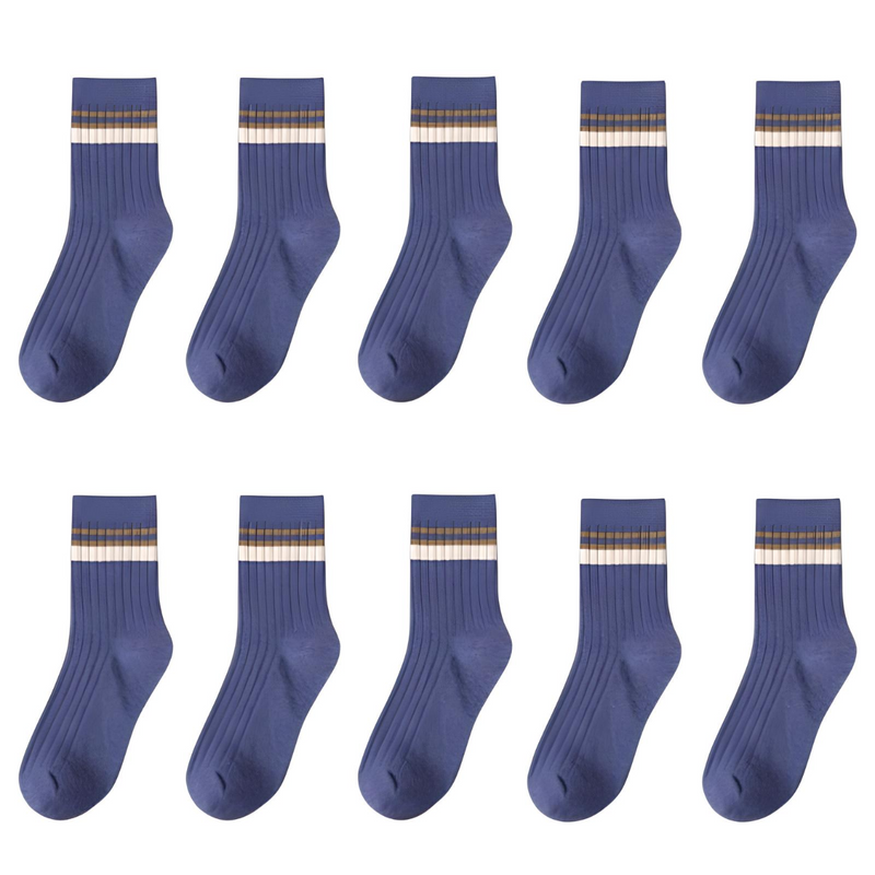 10 pares de meias listradas de algodão para homem