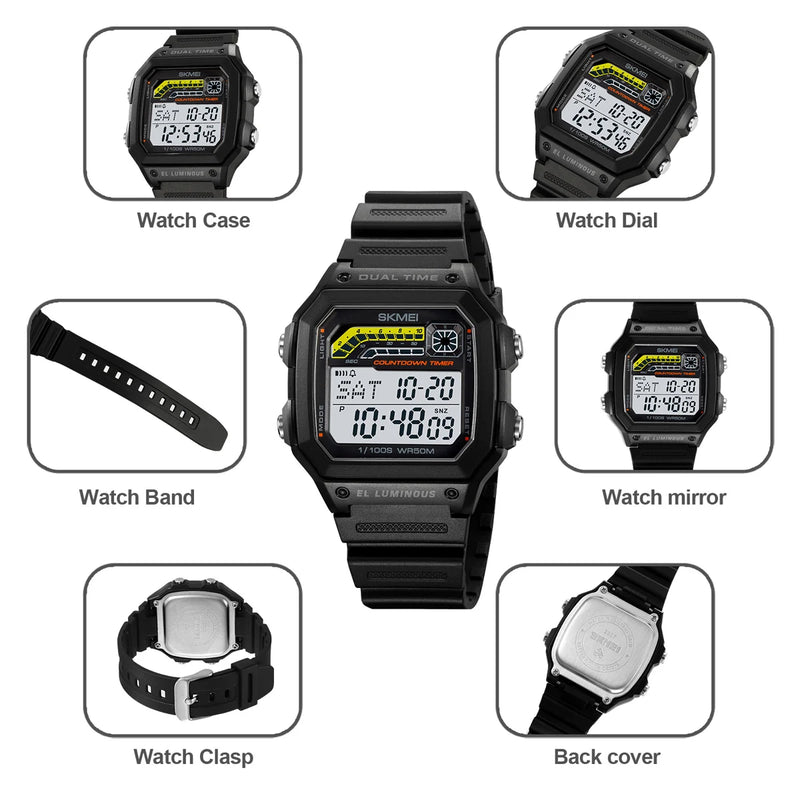 Men's military digital sport watch, view 10 - MRSLM