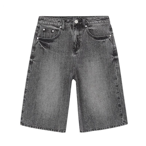 high-waisted straight denim shorts, view 3 - MRSLM