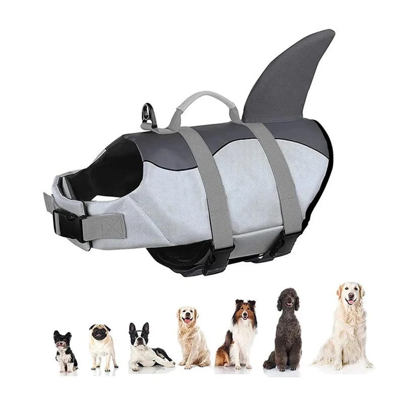 shark design dog life jacket, view 3 - MRSLM