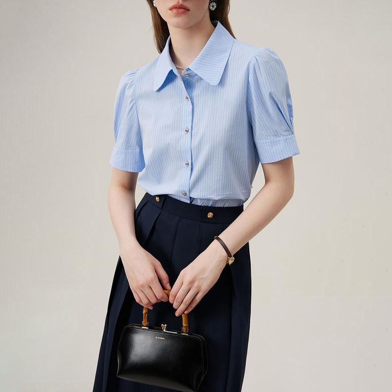 stripe puff sleeve blouse - MRSLM