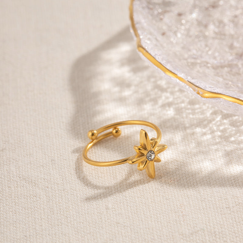 octagram gold plated ring, view 3 - MRSLM