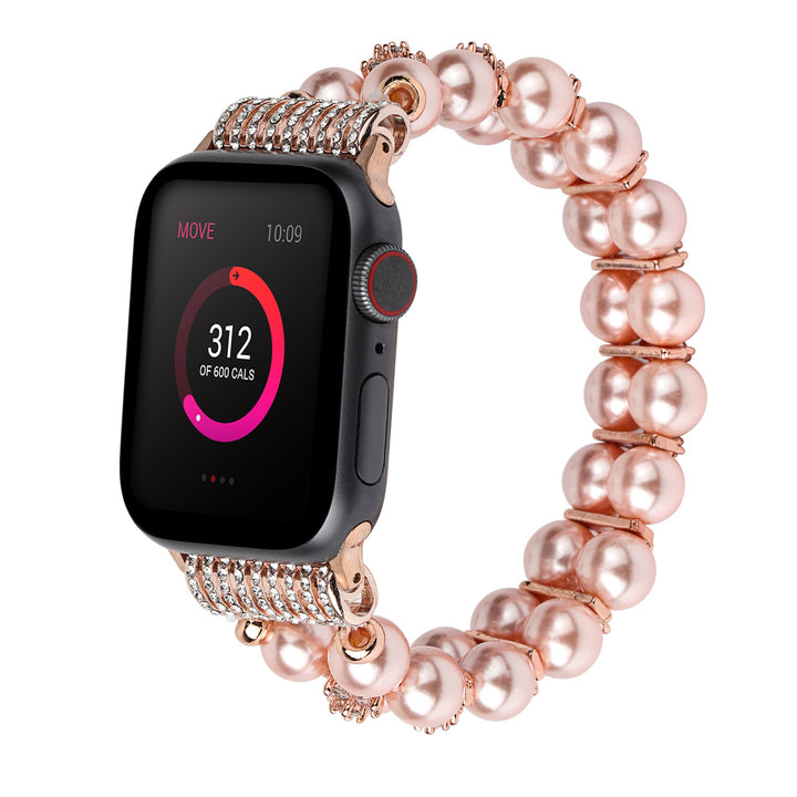 Applicable Apple Watch Double Row Jewelry Strap Zircon Flower Pearl