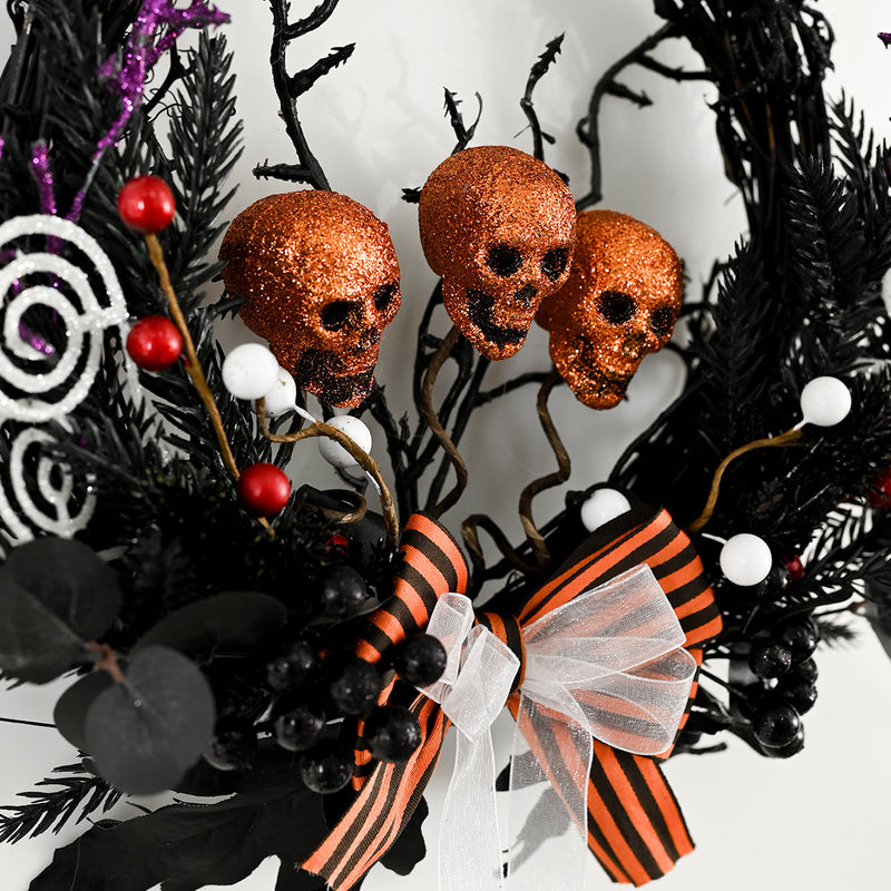 Halloween skull wreath, view 3 - MRSLM