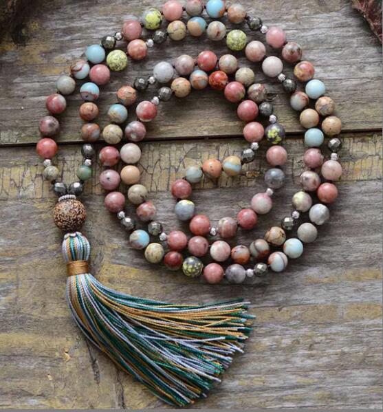amazonite tassel pendant necklace, view 10 - MRSLM