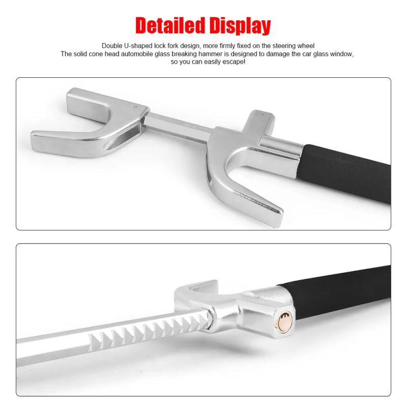 adjustable steering wheel lock with emergency hammer, view 7 - MRSLM