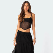 slim mesh cami top, view 8 - MRSLM