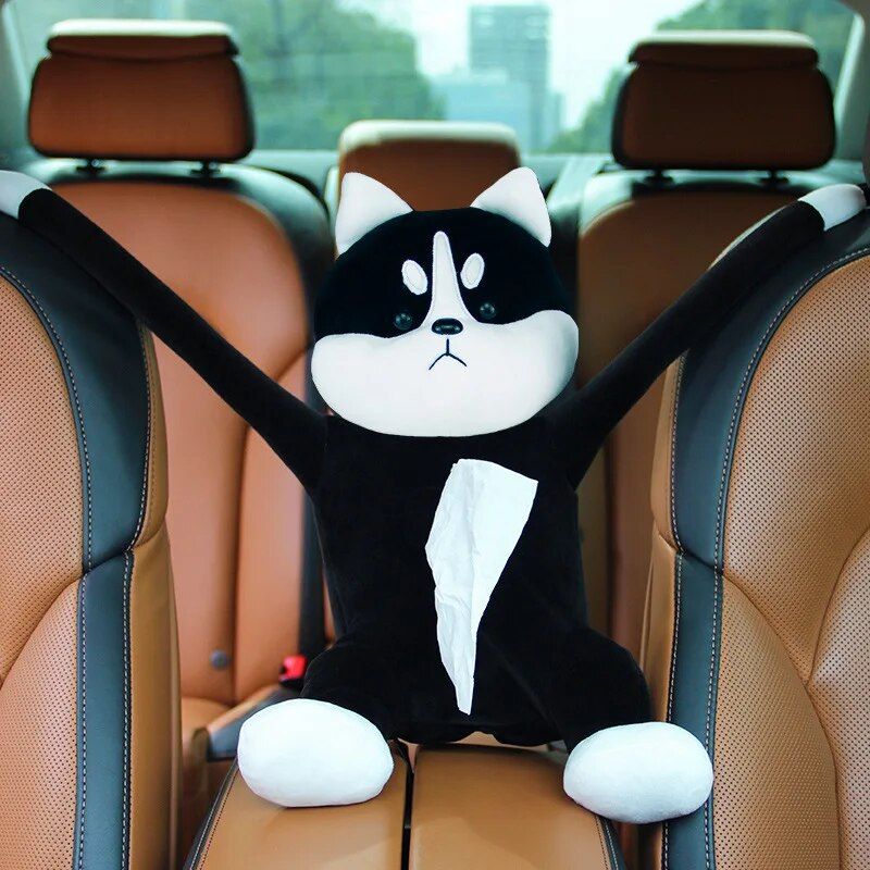 Cute Cartoon Car Tissue Holder - Sun Visor & Armrest Compatible