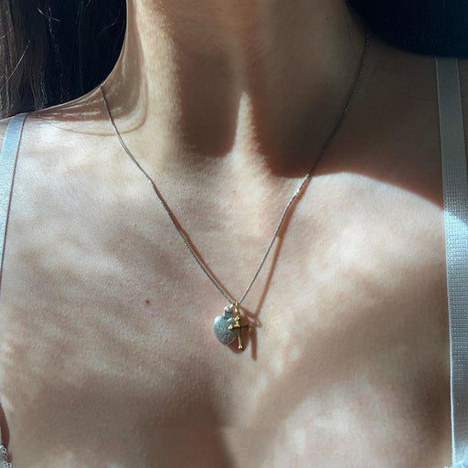 peach heart cross necklace - MRSLM