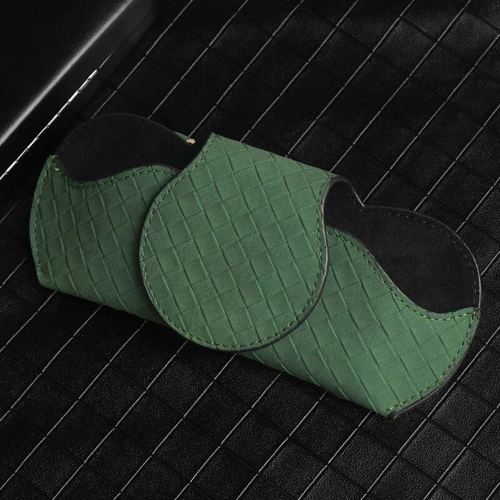 Plush Plaid Leather Car Sunglasses Holder