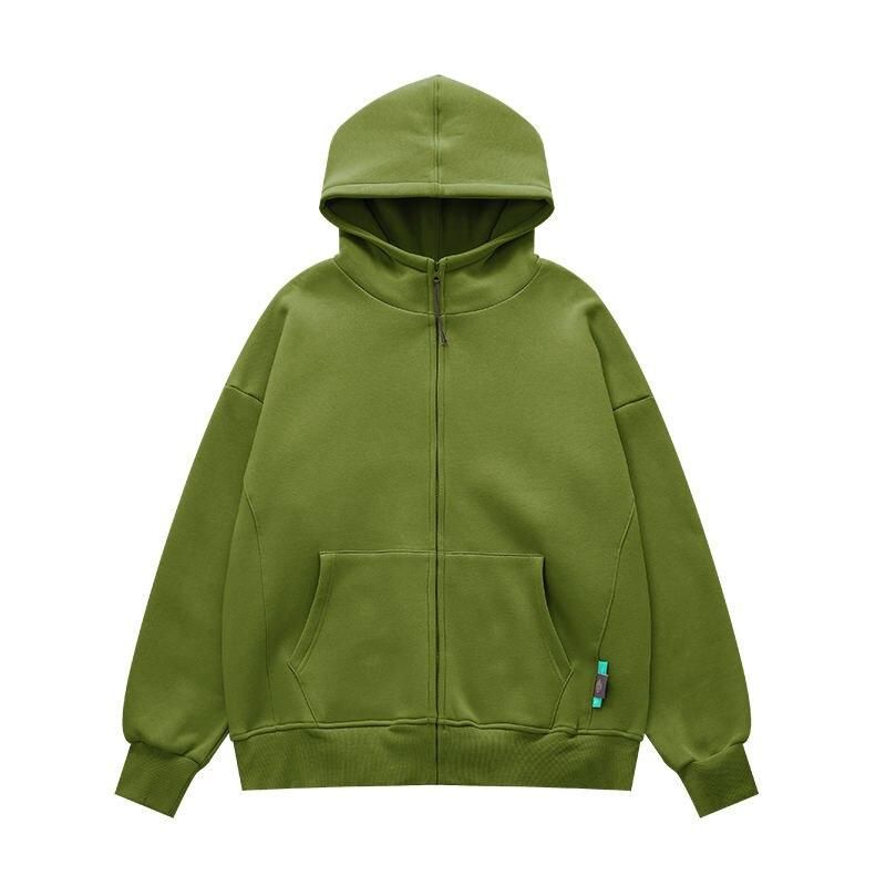 Unisex-Fleece-gefütterter Oversize-Kapuzenpullover mit Reißverschluss