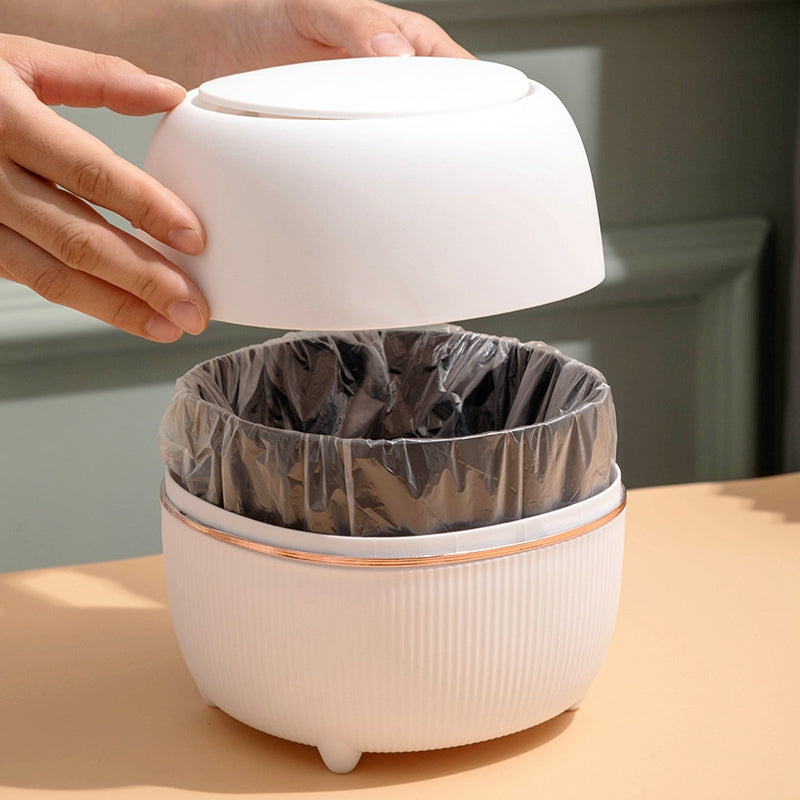 Luxury Mini Desktop Trash Can - Eco-Friendly Round Waste Bin