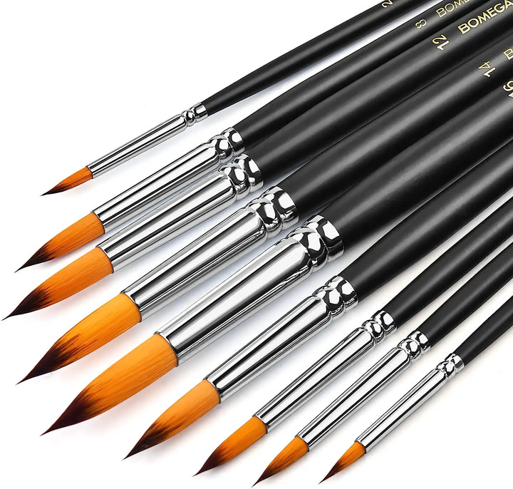 Professionelle Aquarellpinsel – 9-teiliges Rundpinselset für Aquarell-, Acryl- und Ölmalerei