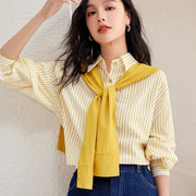 yellow striped button-down shirt, view 4 - MRSLM