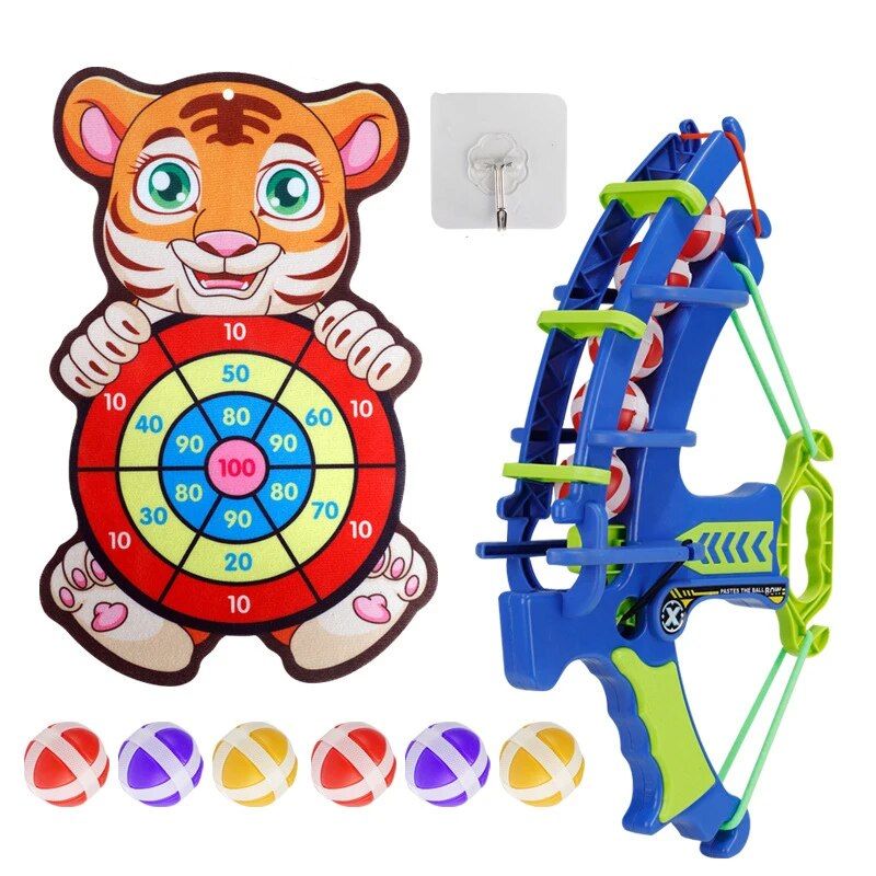 Multi-Game Slingshot & Sticky Ball Dartboard - Fun Outdoor Target Game for Kids