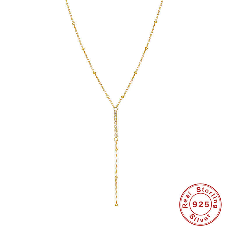 Sterling Silver Super Flash Colored Diamond Collarbone Necklace