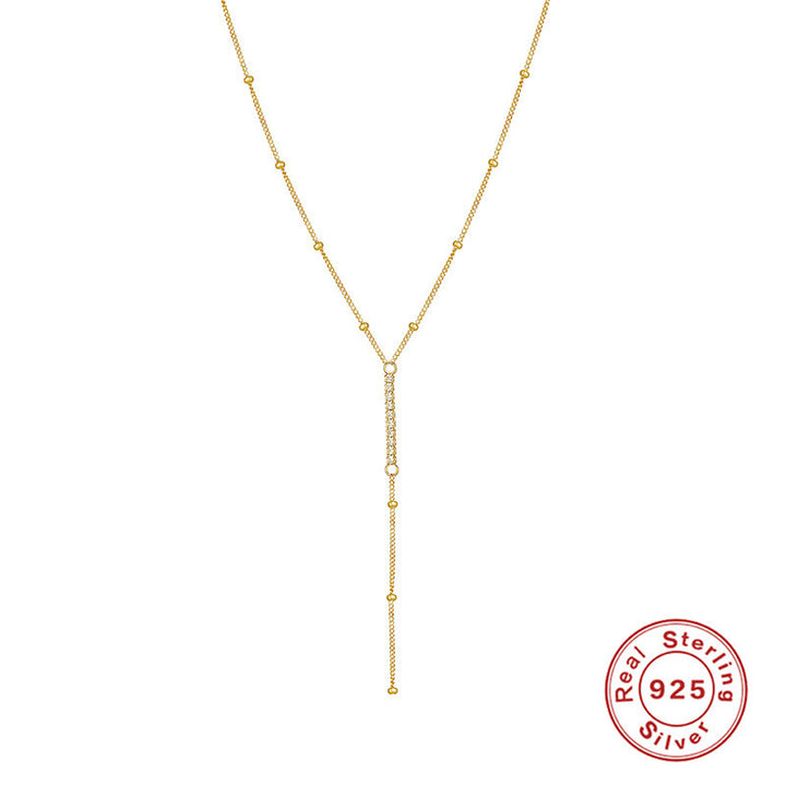 Sterling Silver Super Flash Colored Diamond Collarbone Necklace