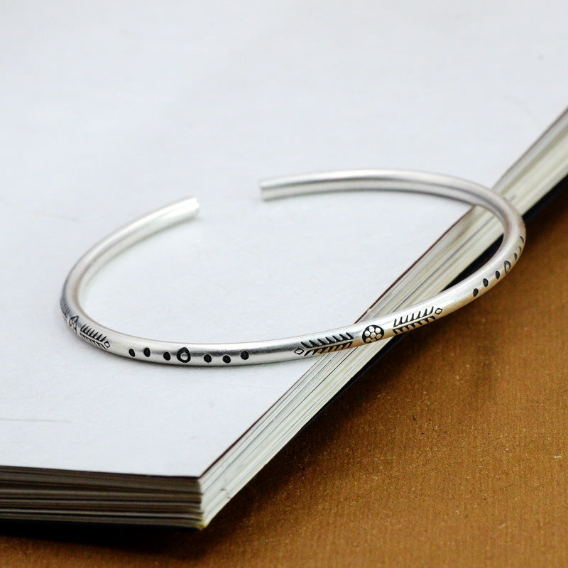 Women's Vintage Handmade Sterling Silver Printed Bracelet