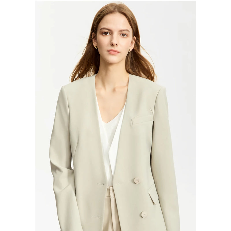 Eleganter Blazer mit V-Ausschnitt, Gürtel und Schulterpolstern