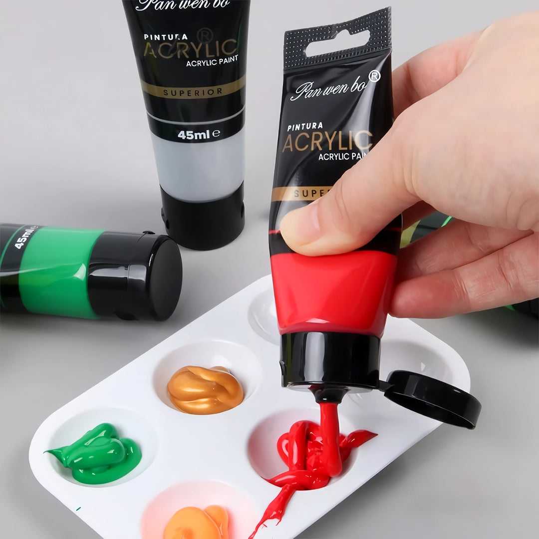 6-Color Acrylic Paint Set – Metallic &amp; Fluorescent, 45ML Bottled Paint for DIY Art &amp; Graffiti