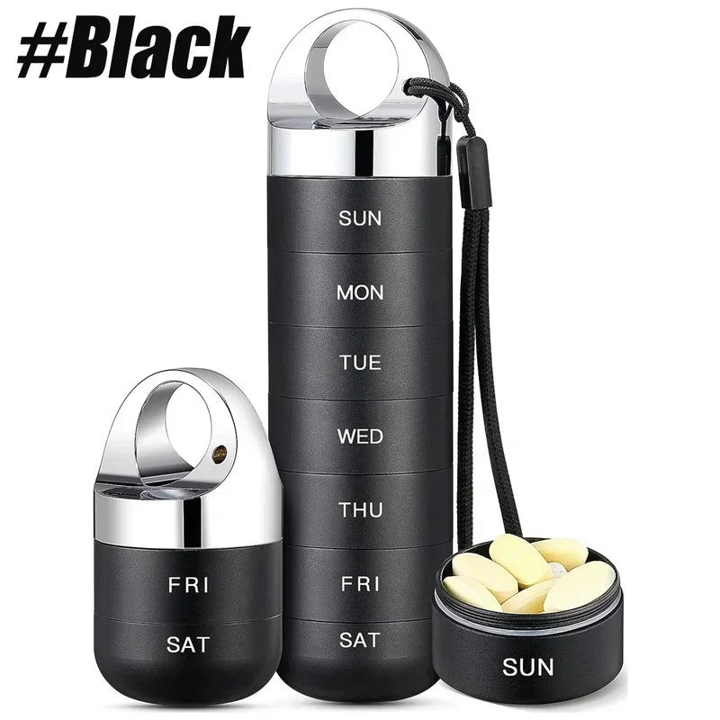 waterproof metal weekly pill box, view 3 - MRSLM