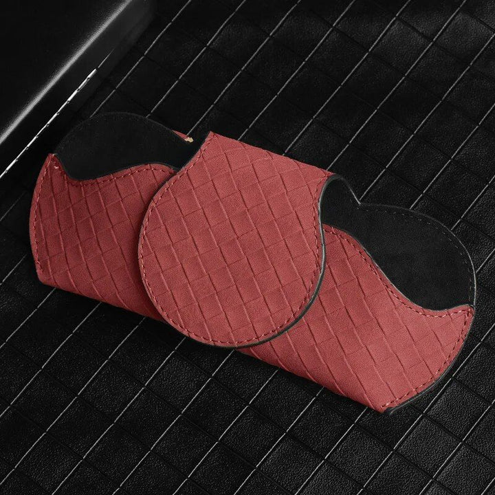 Plush Plaid Leather Car Sunglasses Holder