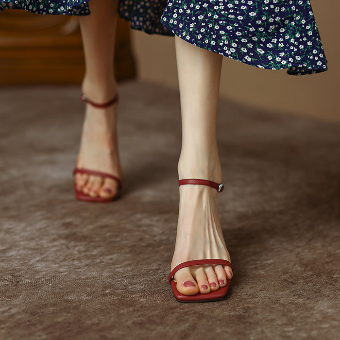 Square toe high heel sandals, view 28 - MRSLM