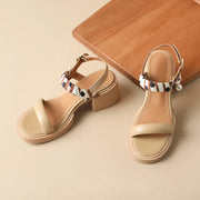 open toe leather platform sandals, view 9 - MRSLM