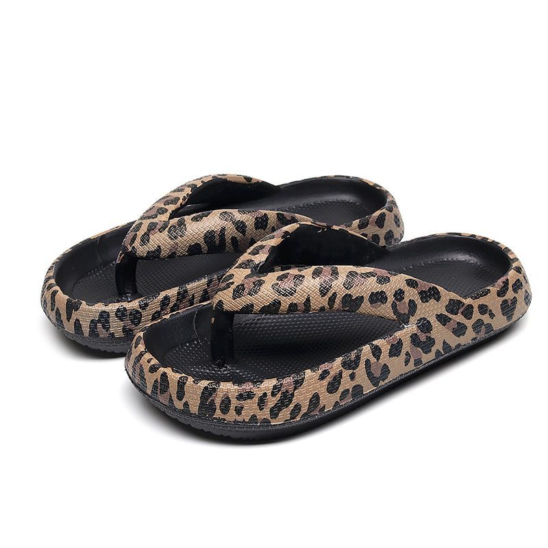 women's leopard print flip-flop sandals, view 3 - MRSLM