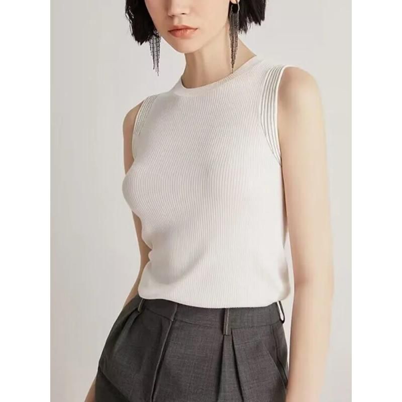 beaded O-neck tank tee, view 5 - MRSLM
