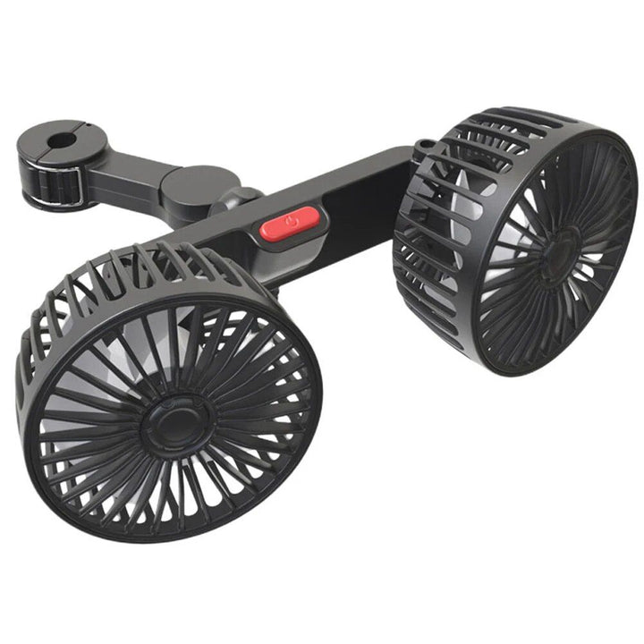 Dual Head USB Car Fan with 360° Rotation for 12V/24V Vehicles