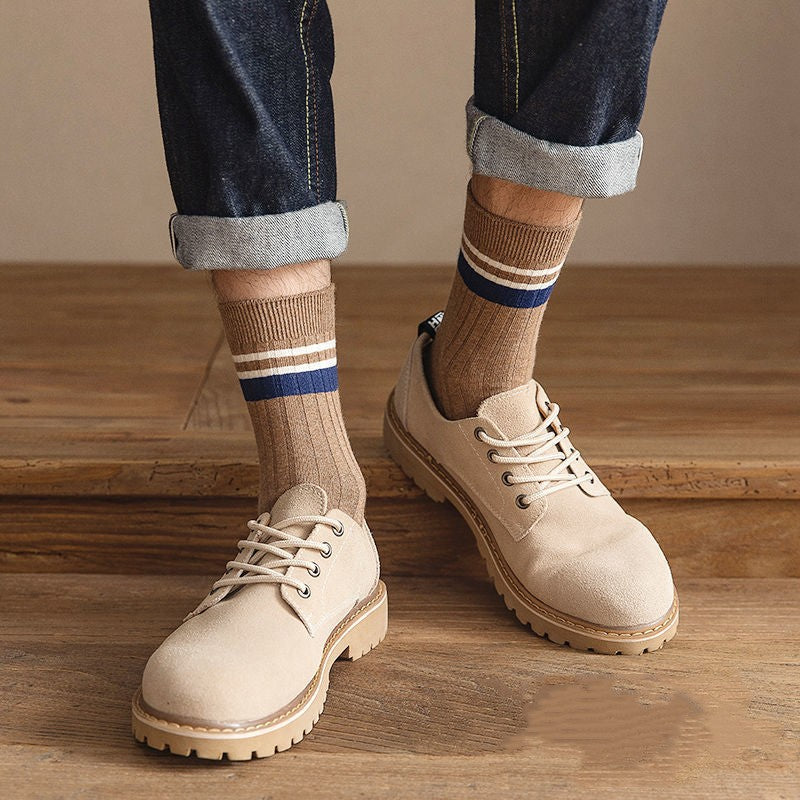 10 pares de meias listradas de algodão para homem