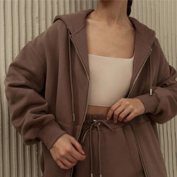 Bequemes Oversized-Hoodie- und Trainingsanzug-Set mit weitem Bein