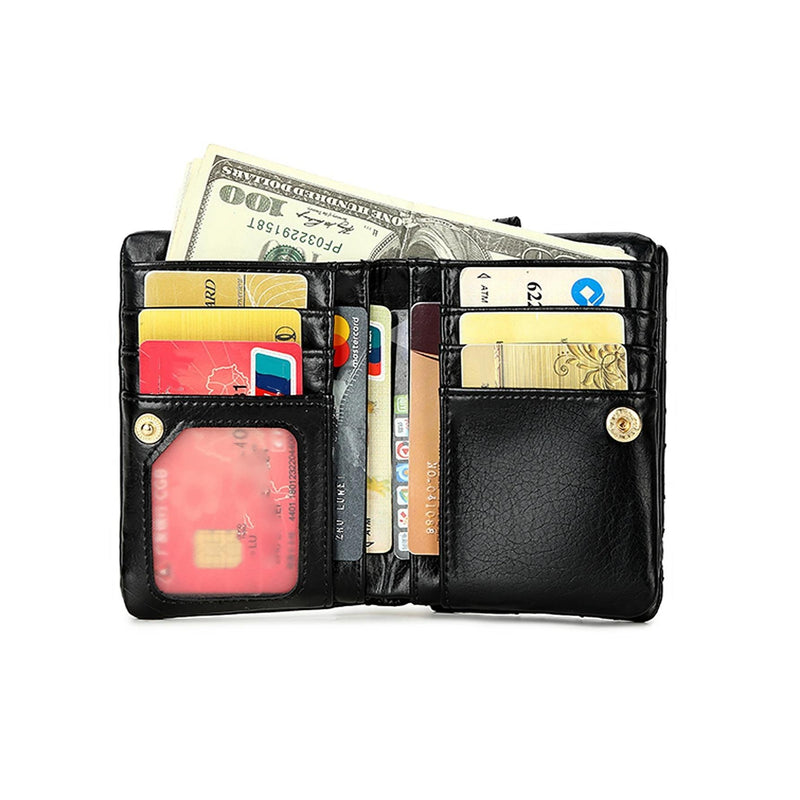 Women's Vintage Bifold Short Wallet with Wristband