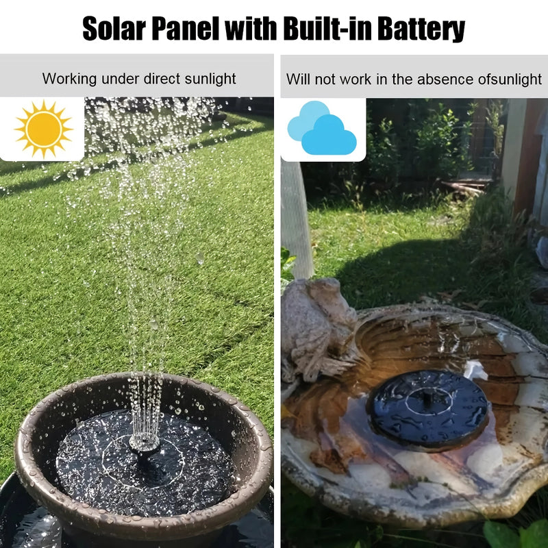 3-Watt-Solarbrunnen mit LED-Beleuchtung und mehreren Düsen