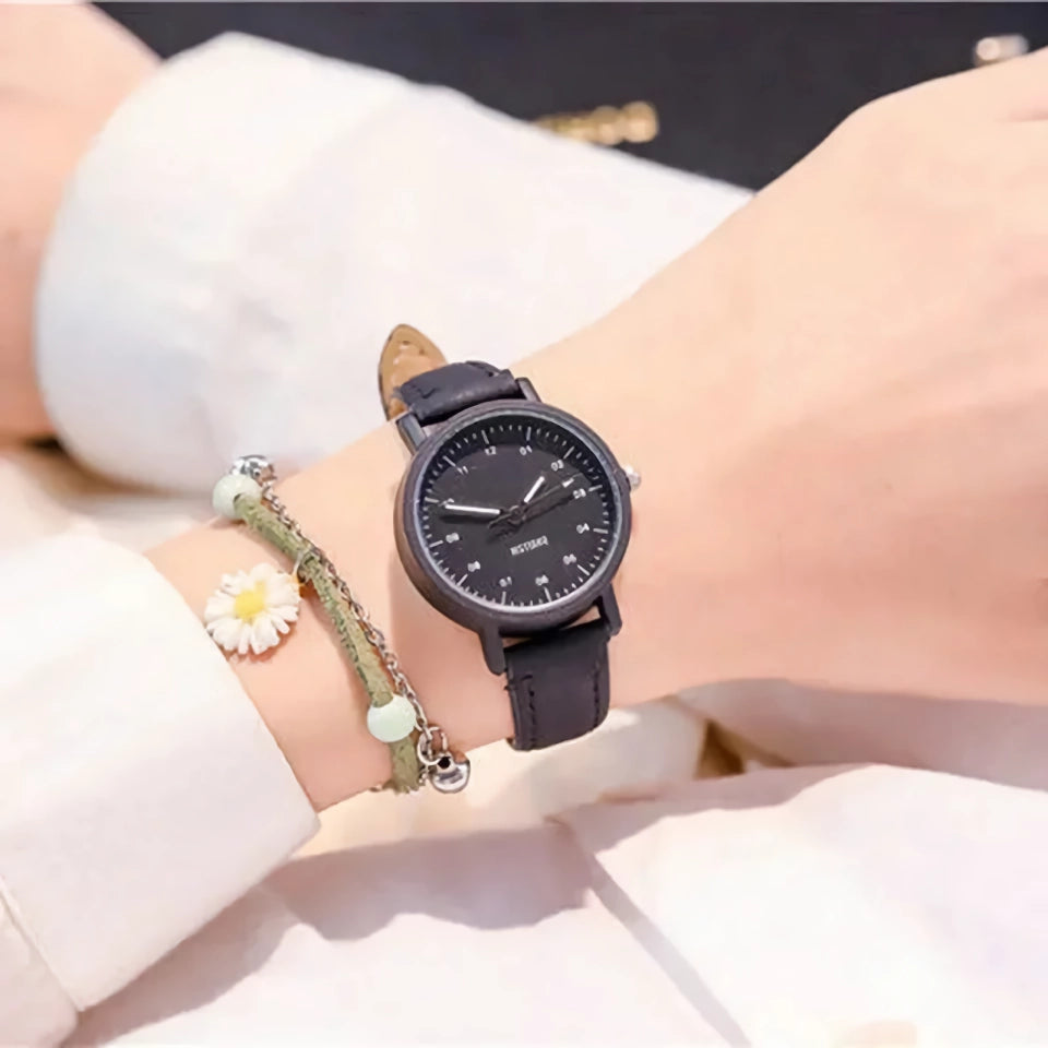 Luxury Quartz Women's Watch with Vegan Leather Strap - Waterproof and Elegant
