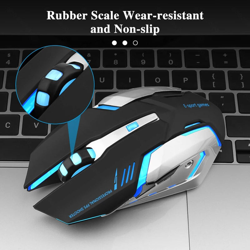 Wiederaufladbare kabellose Gaming-Maus mit LED-Hintergrundbeleuchtung und ergonomischem Design