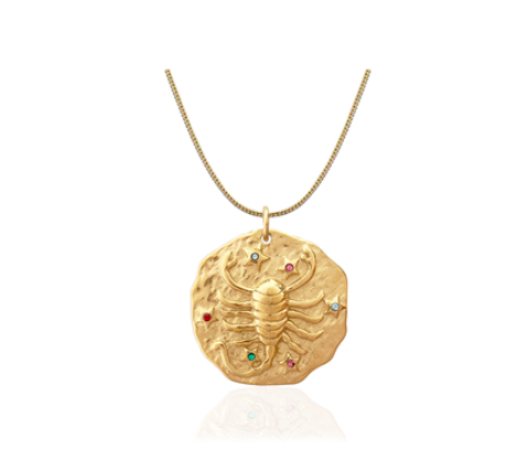 Perlenkette mit Goldmünzenmotiven und Motiven der zwölf Sternbilder