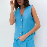 Cotton-linen vest and pants set, view 5 - MRSLM