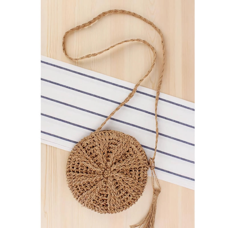Bohemian Rattan Round Crossbody Bag