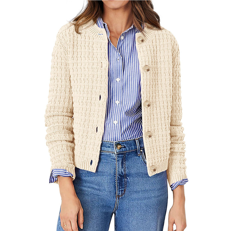 Women's Solid Color Commute Knitted Cardigan Casual Sweater Coat