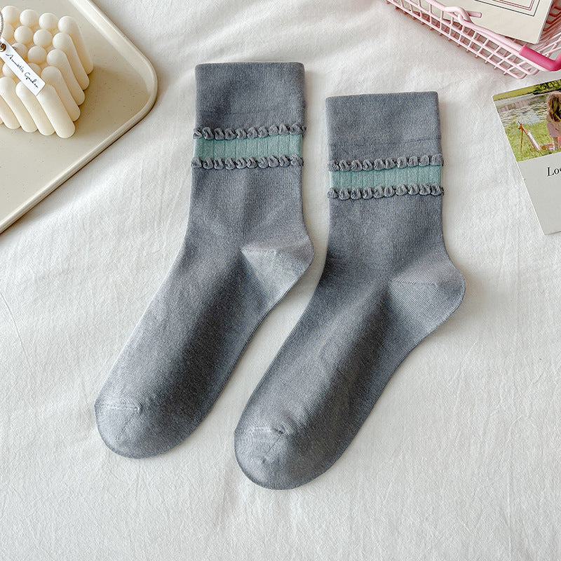 Baumwollsocken für Damen, mittelhoch