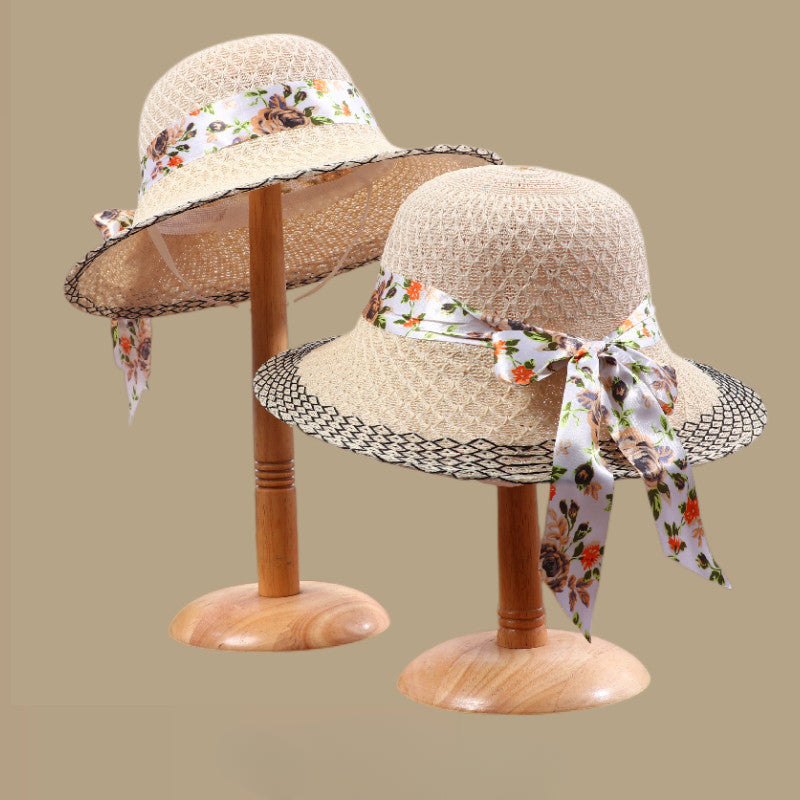 Elegant floral ribbon sun hat, view 10 - MRSLM