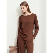 asymmetrical slit long-sleeve tee, view 3 - MRSLM