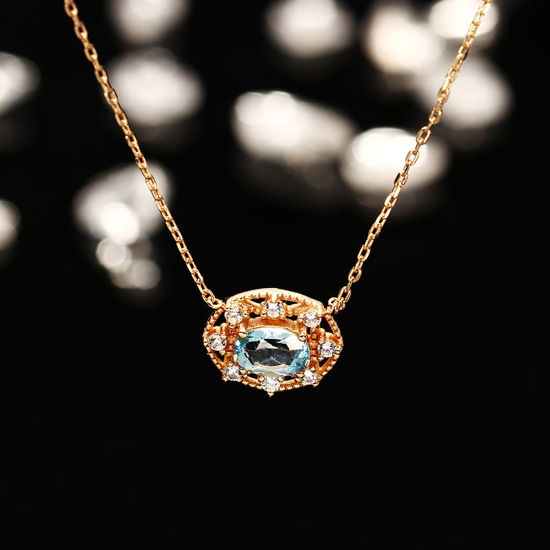 Natural Citrine Necklace Sky Blue Topaz