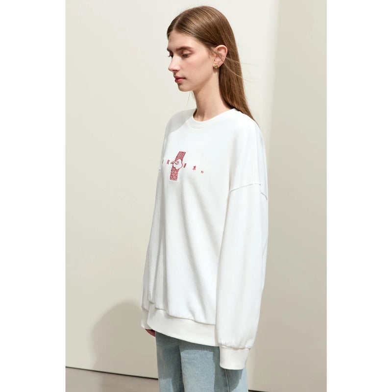 minimalist embroidered pullover for women, view 9 - MRSLM