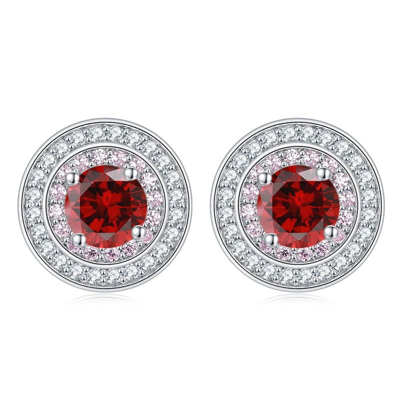 sterling silver round micro set zircon earrings, view 9 - MRSLM