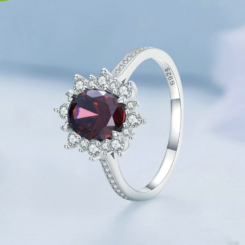 Shining Red Zircon Wedding Ring