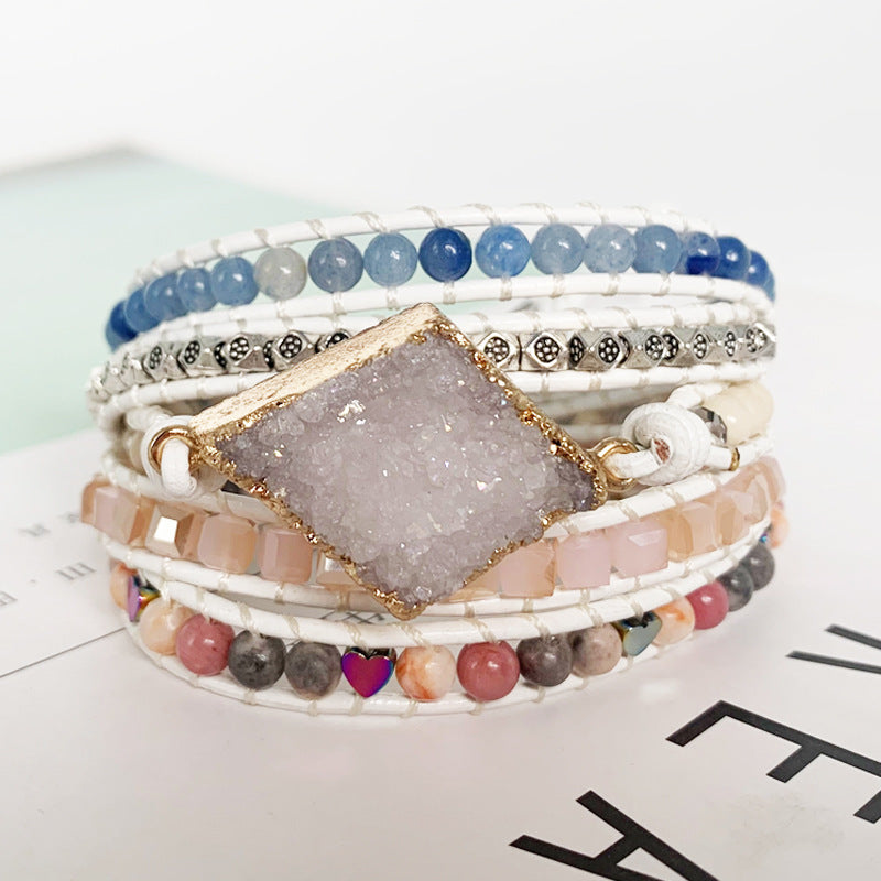 gold bound natural geode wrap bracelet, view 3 - MRSLM